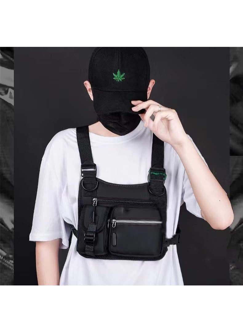 Lightweight Waterproof Sports Chest Bag for Men, With an Internal Phone Pocket and Extra Storage Space, Suitable for Workouts, Cycling and Running (Black). - Image 4