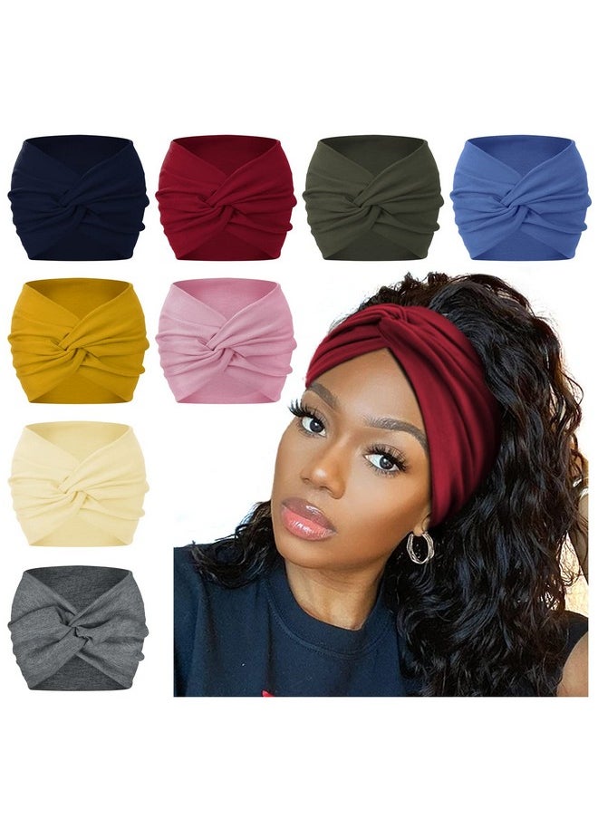 AKTVSHOW 7'' Wide Headbands For Women Extra Large Turban Workout Headband Fashion Yoga Hair Bands Boho Twisted Thick Hair Accessories 8Pack  - Image 2