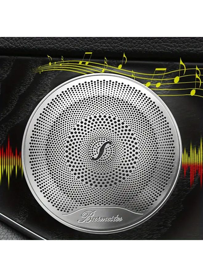 Silvery Stainless Steel Car Door Speaker Cover Grille 2Pcs Set Easy Installation - Image 1
