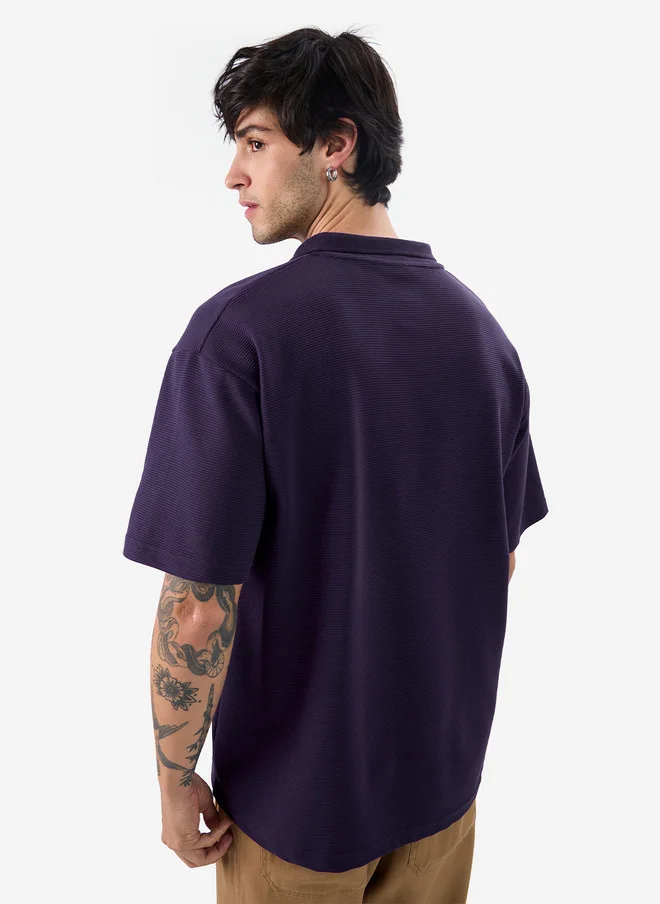 The Souled Store  The Souled Store Men Oversized Solid Purple Polo T-Shirt  | Best Price UAE