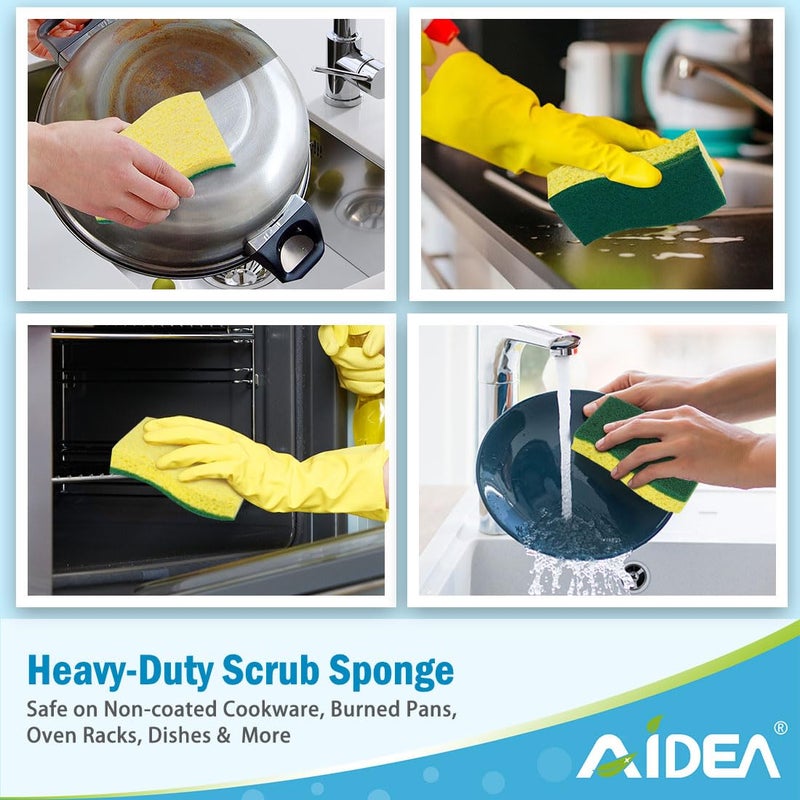 AIDEA Sponges Kitchen, 9Count, Dish Sponges, Heavy-Duty Sponge for Non-Coated Cookware, Scrubbing Power for Tough Messes, Cleaning Sponge for Kitchen, Bathroom, Household - Image 5