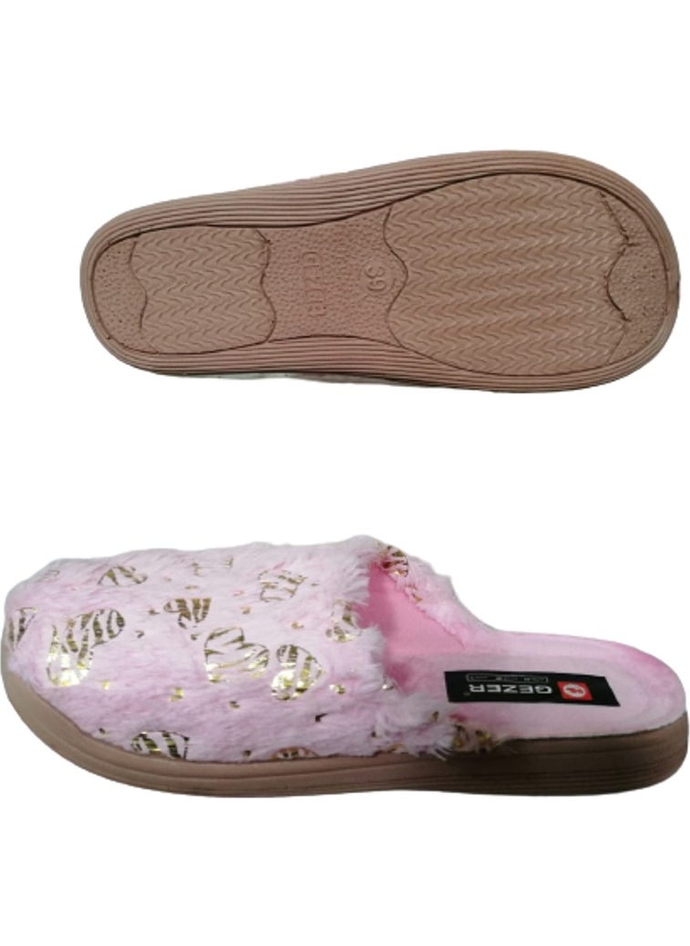 Gezer - Women's Pink Plush Indoor Slippers GZRR32-998 - Image 1