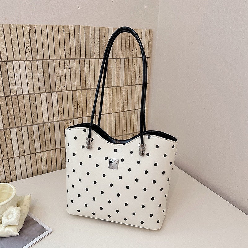 2026 New Tote Bag Large Capacity Polka Dot Casual Korean Style Women's Shoulder Bag - Image 4