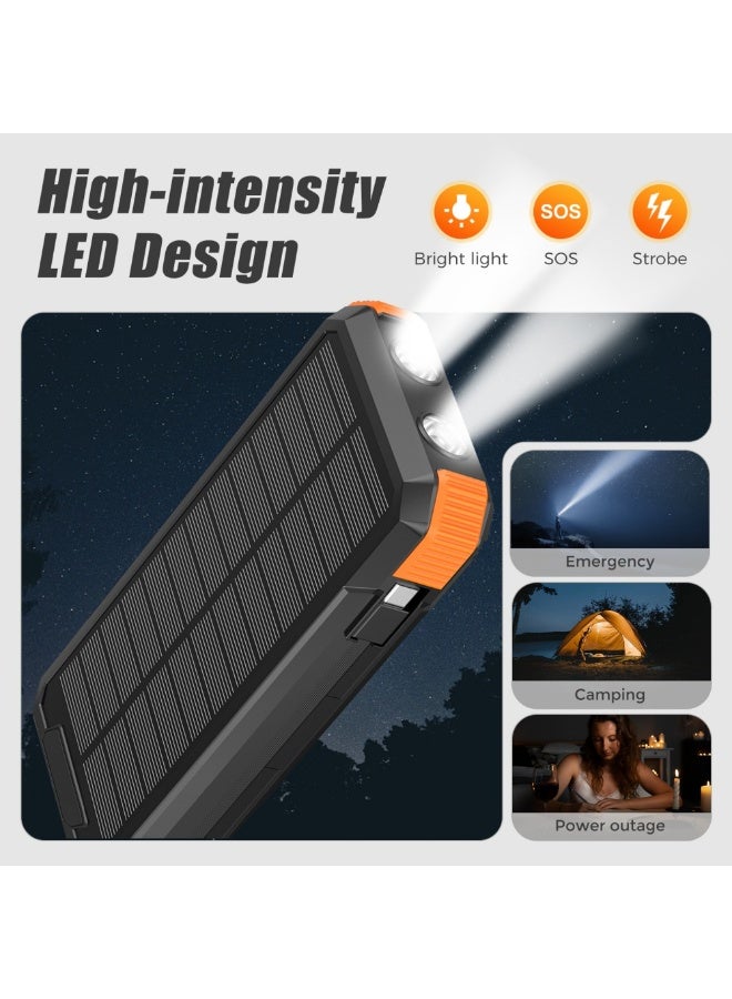 Domars 20000mAh Solar Charger Power Bank, Hand Crank Foldable Portable Charger with Built-in Cables, Wireless Charging, LED Flashlight, Waterproof Outdoor Solar Battery Pack for Camping, Hiking, Mountain Climbing,Emergency - Image 5