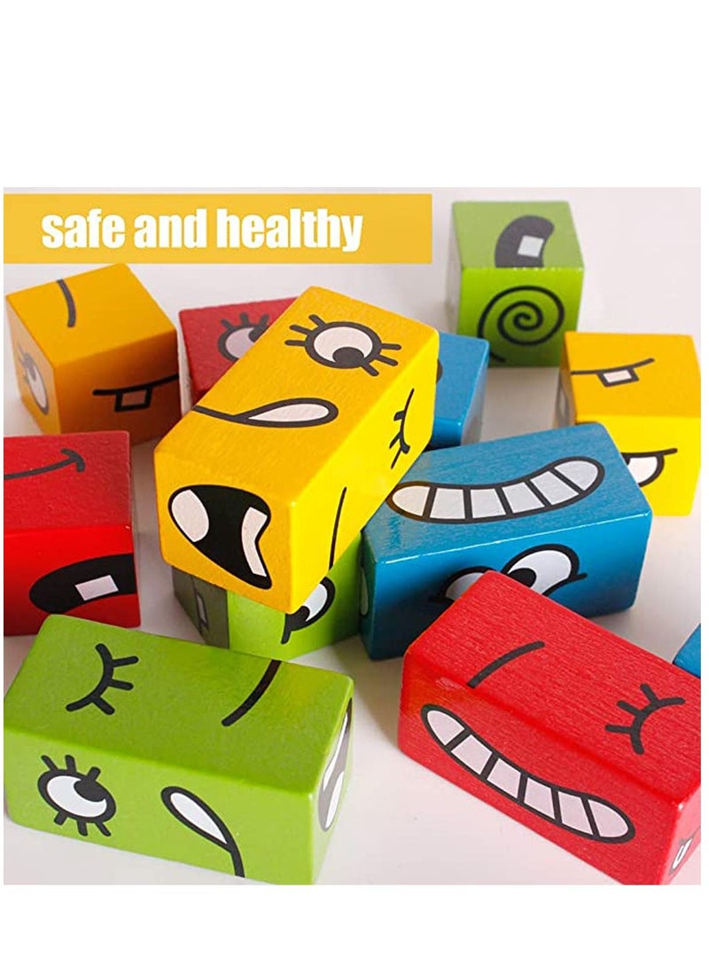 KASTWAVE Wooden Expressions Matching Block Puzzles Building Cubes Toy Borad Games Educational Montessori Toys for Kids Ages 3 Years and Up  - Image 4