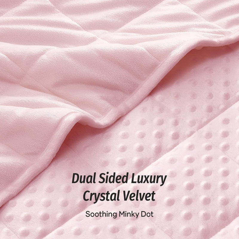 Wemore Minky Dot Weighted Blanket for Adults King Size 25 lbs, Soft Cozy Heavy Blanket for Bed and Couch, Breathable Blanket for All-Season with Glass Beads, Pink 80 x 87 inches - Image 2
