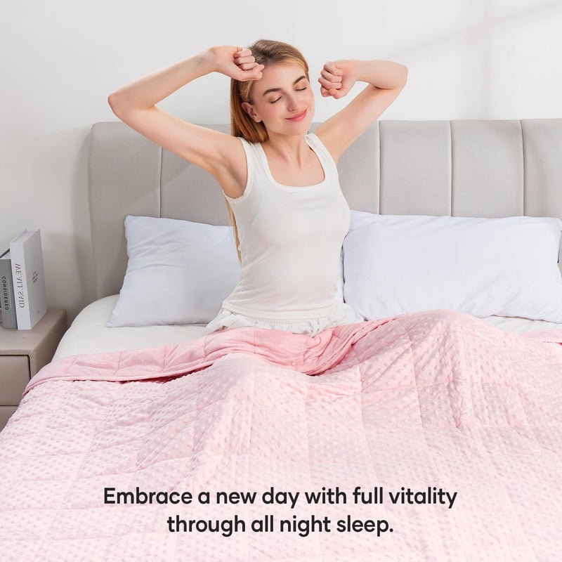 Wemore Minky Dot Weighted Blanket for Adults King Size 25 lbs, Soft Cozy Heavy Blanket for Bed and Couch, Breathable Blanket for All-Season with Glass Beads, Pink 80 x 87 inches - Image 5