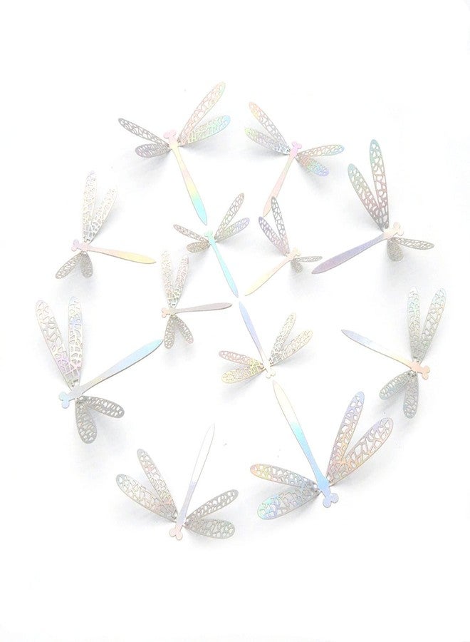Qidie 60 Pieces 3D Dragonfly Wall Decor Removable Silver Dragonfly Decals Stickers for Baby Shower Nursery Classroom Party Cake Decorating (Silver) - Image 1
