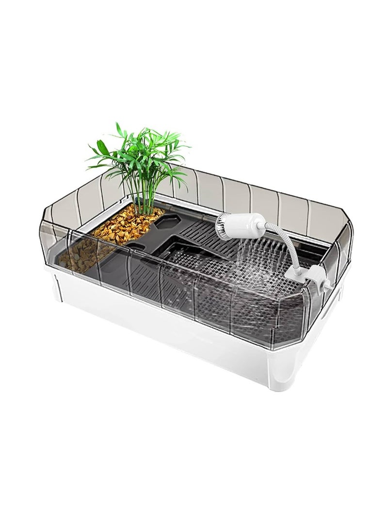 vsell24 White Turtle Habitat Starter Kit with Water Filter, Anti-Escape Fence, and Spacious Design (34.5x18x18 cm)  - Image 2