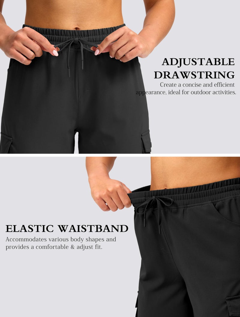Viodia 15" Long Shorts for Women Hiking Cargo Bermuda Shorts Lightweight Quick Dry Knee Length Capris for Summer Travel Fishing Black - Image 4
