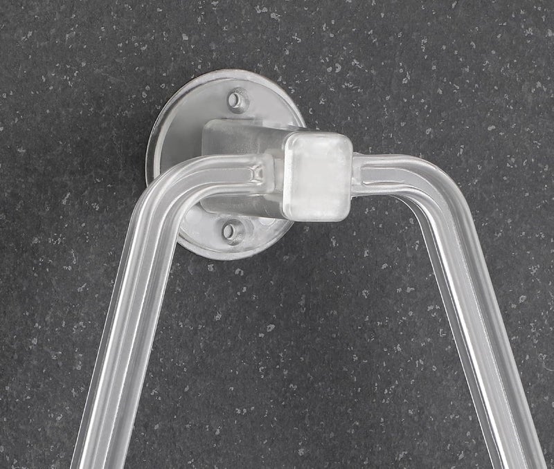 iSTAR iSTAR Self Adhesive Sticker ABS Plastic Hand Towel Ring Holder for Bathroom Washbasin Triangle Towel Hanger Unbreakable Napkin Holder Stand for Kitchen Bathroom Accessroies (White) Pack of 1  - Image 3
