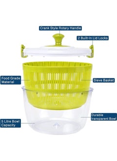LIXES Maga Zone Salad Spinner with Large 5 Quart Capacity, Fruits and Vegetables Dryer, Quick Dry Design  - Image 2