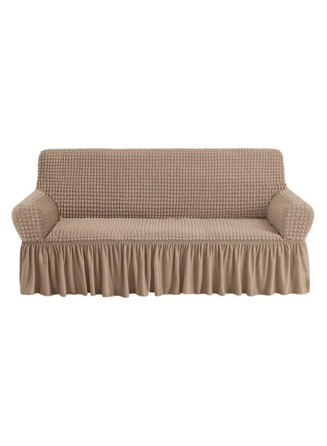 VINNYSEN Armchair Cover Khaki Armchair Slipcover 1 Piece Easy Fitted Sofa Couch Covers Universal High Stretchable Durable Furniture Protector with Skirt Country Style (3 Seater Khaki) - Image 1