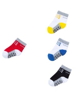 Generic Cotton Baby Socks for Newborns – 4 Perfect Pieces for Every Day! (Multi-colored)  - Image 1