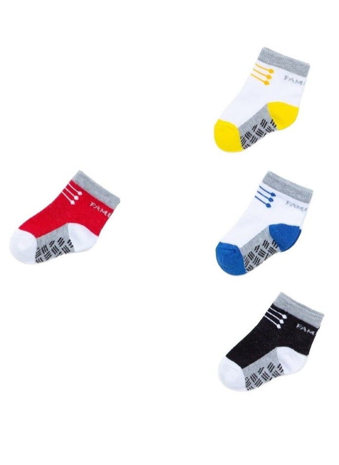 Generic Cotton Baby Socks for Newborns – 4 Perfect Pieces for Every Day! (Multi-colored)  - Image 1