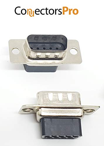 Connectors Pro 5 Sets Crimp Type DB9 Male + Plastic Hoods + Pins D-Sub 9P Male Crimp Connector, Pin Hood Kit 5 DB9 Males + 5 Hoods + 50 Pins - Image 3