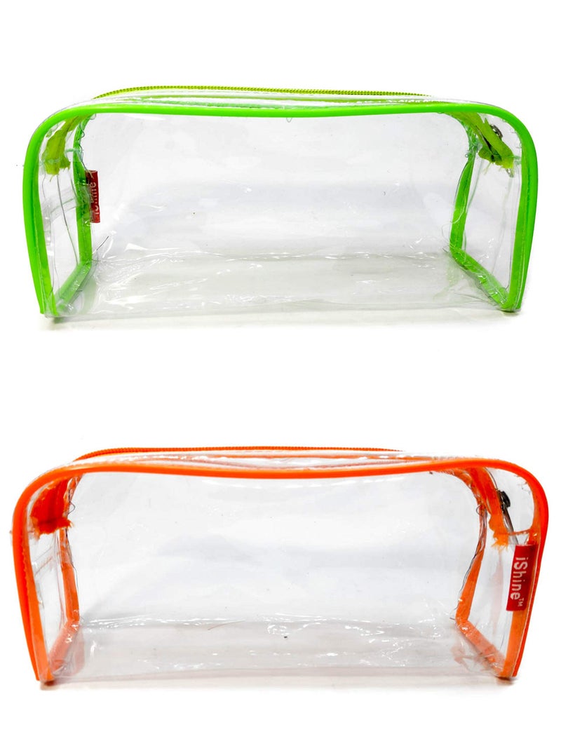 iShine Multipurpose Travel Morning Zipper Pouch for Men and Women Transparent Medium (Pack of 2, Assorted) - Image 3