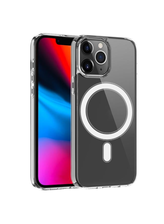 زبون جراب لهاتف iPhone 13 Pro Max Magsafe Case حلقة مغناطيسية بسيطة شاملة من الكريستال الشفاف والأكريليك PC + TPU جراب مقاوم للصدمات - Image 1