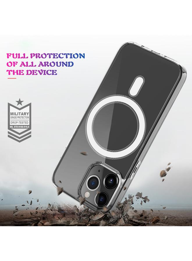 زبون جراب لهاتف iPhone 13 Pro Max Magsafe Case حلقة مغناطيسية بسيطة شاملة من الكريستال الشفاف والأكريليك PC + TPU جراب مقاوم للصدمات - Image 3