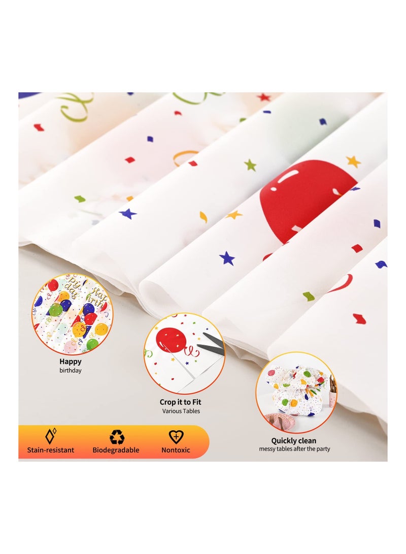 واي آند دي 4 Pack Birthday Table Cloth Covers, 54" x 108" Plastic Disposable Tablecloths Party Rectangle Cloths Paper for Parties Decorations - Image 5