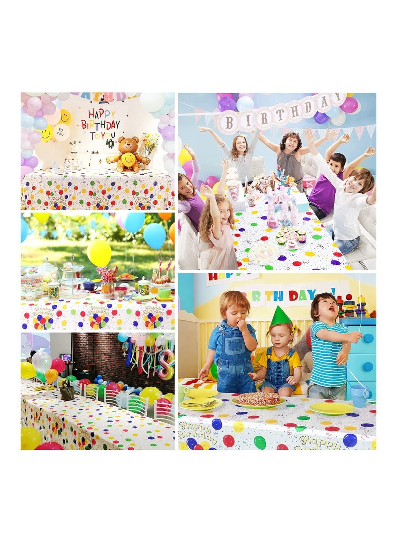 واي آند دي 4 Pack Birthday Table Cloth Covers, 54" x 108" Plastic Disposable Tablecloths Party Rectangle Cloths Paper for Parties Decorations - Image 3