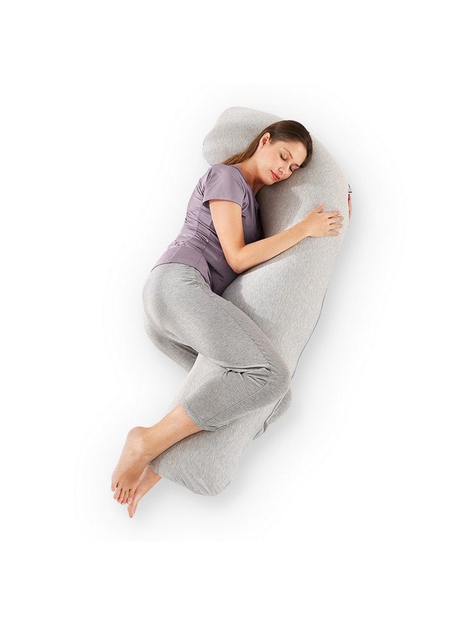 Zomee Comfort Pregnancy Pillow - J Shaped Maternity Pillow for Side Sleeping & Nursing Cozy Support for Neck,Head, Back and Belly, Includes Soft Cover - Image 1