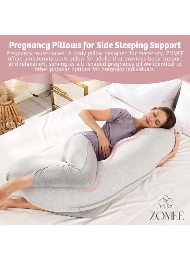 Zomee Comfort Pregnancy Pillow - J Shaped Maternity Pillow for Side Sleeping & Nursing Cozy Support for Neck,Head, Back and Belly, Includes Soft Cover - Image 2