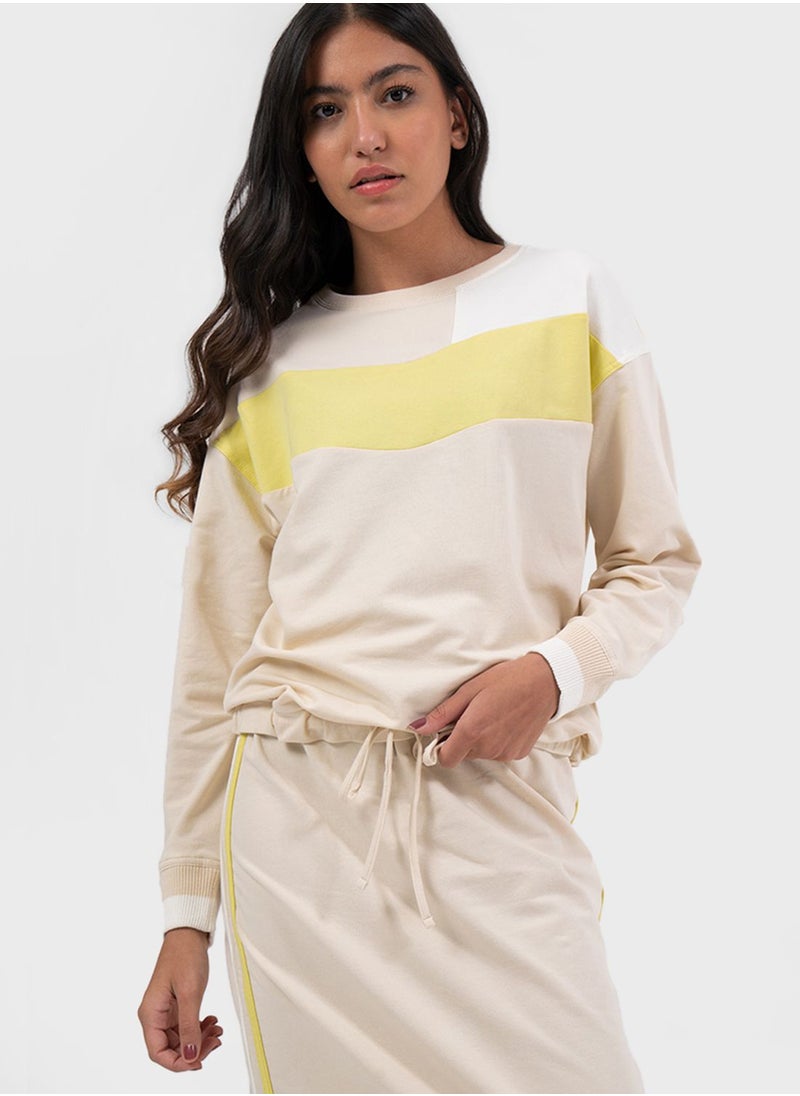 RINA - Colorblock Crew Neck Sweatshirt - Image 1