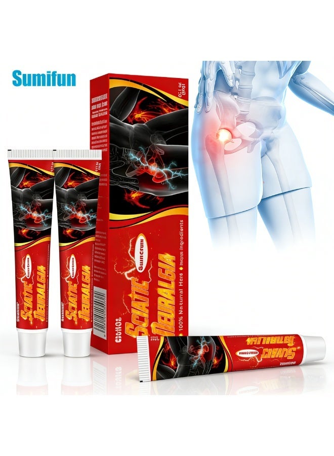 سوميفون 3 عبوات من كريم سيفانيوم لتخفيف عرق النسا - تركيبة عشبية طبيعية بنسبة 100% لتخفيف آلام الورك والظهر السفلي والساق، مرهم مهدئ سريع المفعول لآلام العضلات وانزعاج الأعصاب (20 جرام × 3) - Image 1