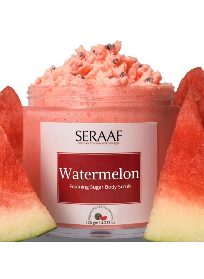 SERAAF Melon Sugar Scrub for Women, Exfoliating Body Scrub for Women Tan Removal, Dead Skin Remover, Unisex Organic Body Scrub for Men & Women, Sulphate & Paraben-Free, 120gm - Image 1