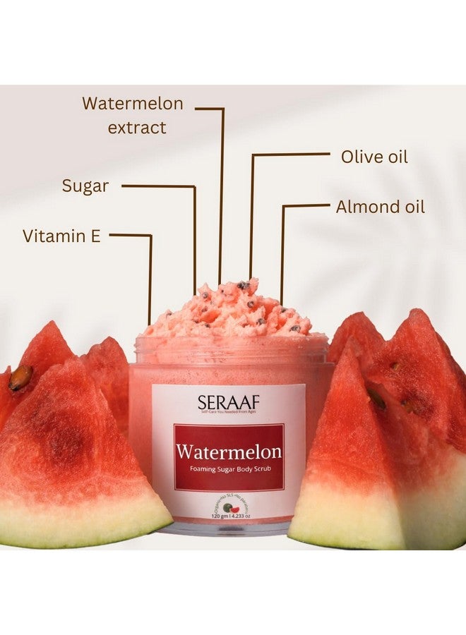 SERAAF Melon Sugar Scrub for Women, Exfoliating Body Scrub for Women Tan Removal, Dead Skin Remover, Unisex Organic Body Scrub for Men & Women, Sulphate & Paraben-Free, 120gm - Image 2