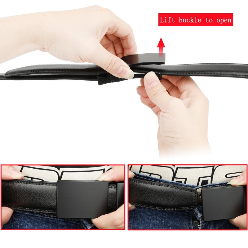 HIMI Men's Comfort Genuine Leather Ratchet Dress Belt with Automatic Click Buckle (Suit Pant Size 28"-44", Style 2 -Black) - Image 5