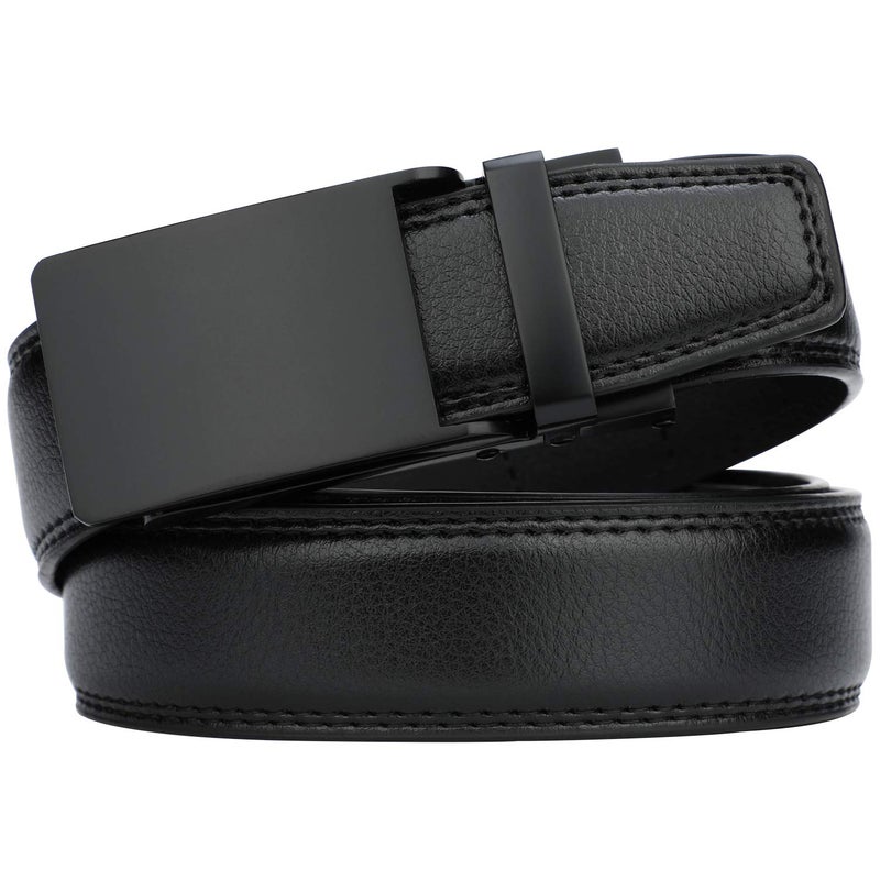 HIMI Men's Comfort Genuine Leather Ratchet Dress Belt with Automatic Click Buckle (Suit Pant Size 28"-44", Style 2 -Black) - Image 2