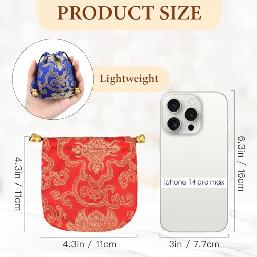 kilofly 24 pc Chinese Silk Brocade Drawstring Jewelry Bag Gift Pouch Value Set - Image 2