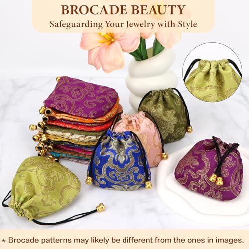 kilofly 24 pc Chinese Silk Brocade Drawstring Jewelry Bag Gift Pouch Value Set - Image 4