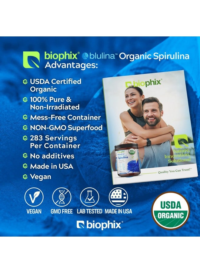 biophix مسحوق سبيرولينا الأزرق العضوي من بيولوجيكس 10 أونصات - مسحوق سبيرولينا العضوي 283 حصة - مكمل غذائي سوبر فود - صبغة زرقاء طبيعية - سبيرولينا في مسحوق عضوي نقي أزرق - Image 2