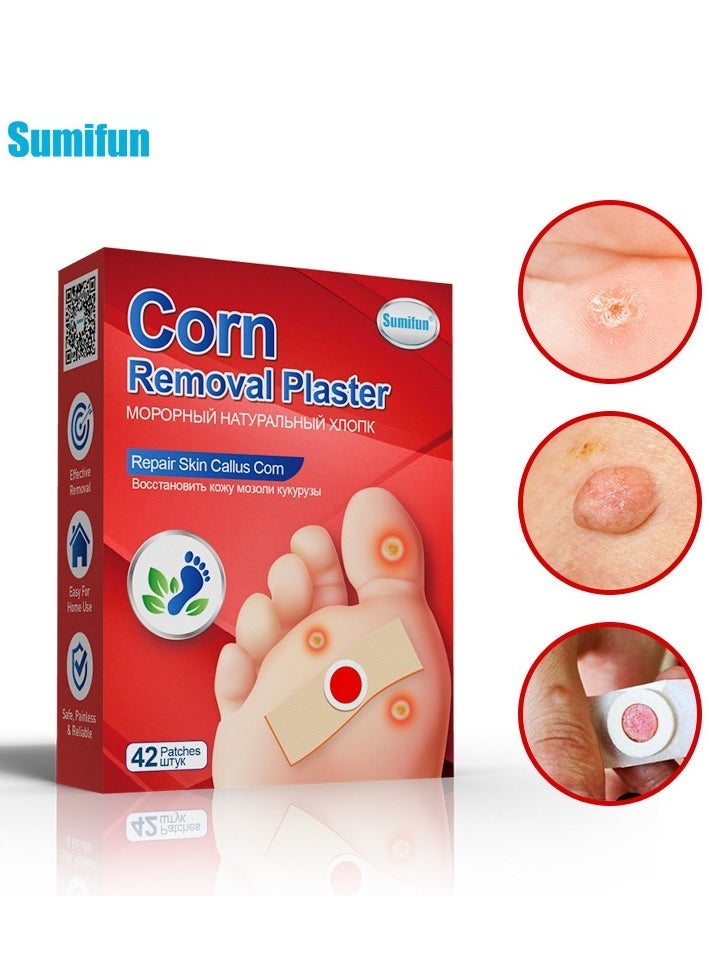 Sumifun Corn Remover Pads, Toe Corn Treatment, 42 PCS Foot Corn Remover, Toe Corn Remover, Wart Remover for Feet, Corn Removal Treatment, Corn Plasters Relief Corn Pain for Feet, Hand, Toe  - Image 1