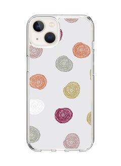 Classic Clear Case for Apple iPhone 15 Hybrid Soft Case Flexible Edges Anti Drop TPU PC Gel Thin Transparent Cover [ Designed for Apple iPhone 15 ] - Circular Scribbles Full Print