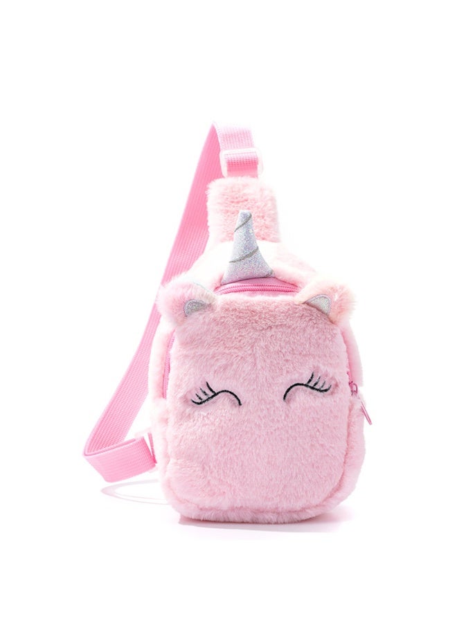Kids Crossbody Bag Kids Sling Bags, Small Plush Sling Bag for Kids Travel Bag for Kids, Unicorn Sling Bag for Girls (Pink) - Image 1