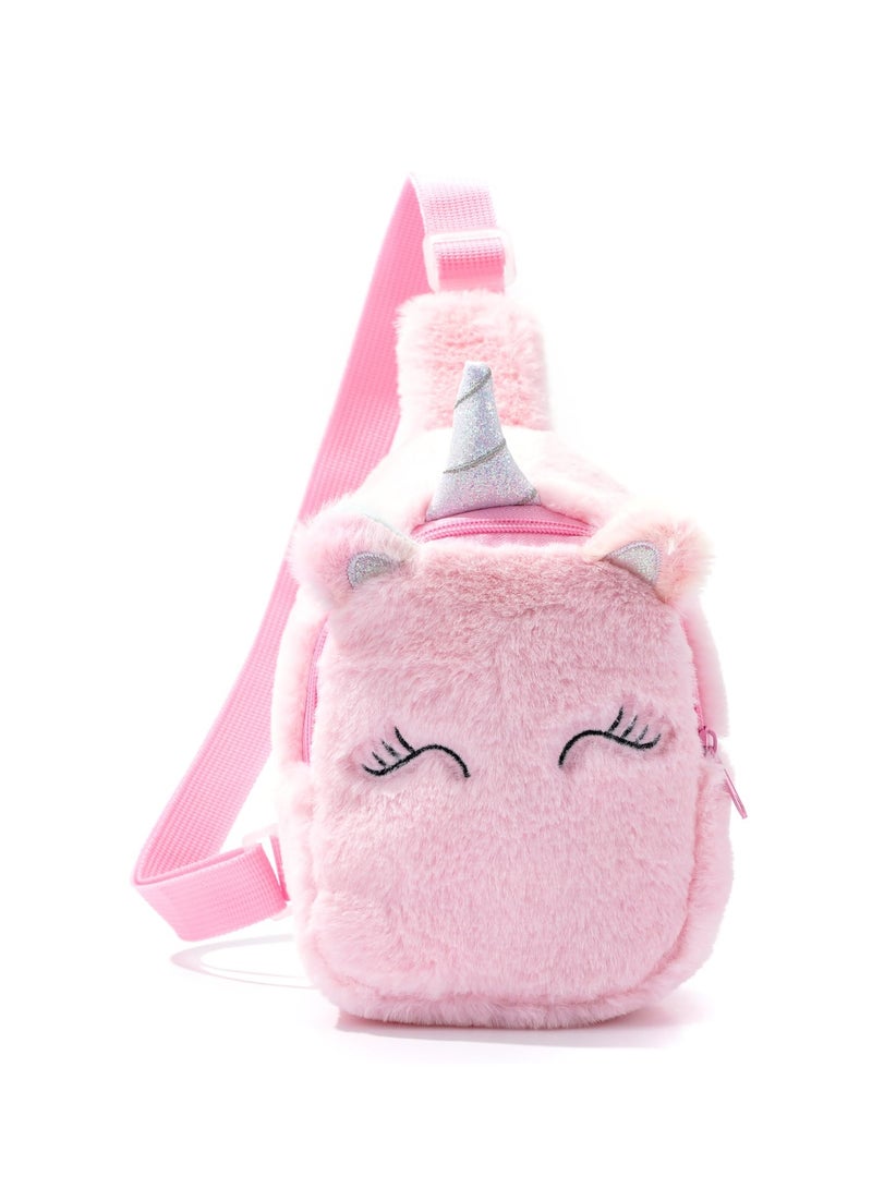 Kids Crossbody Bag Kids Sling Bags, Small Plush Sling Bag for Kids Travel Bag for Kids, Unicorn Sling Bag for Girls (Pink) - Image 3