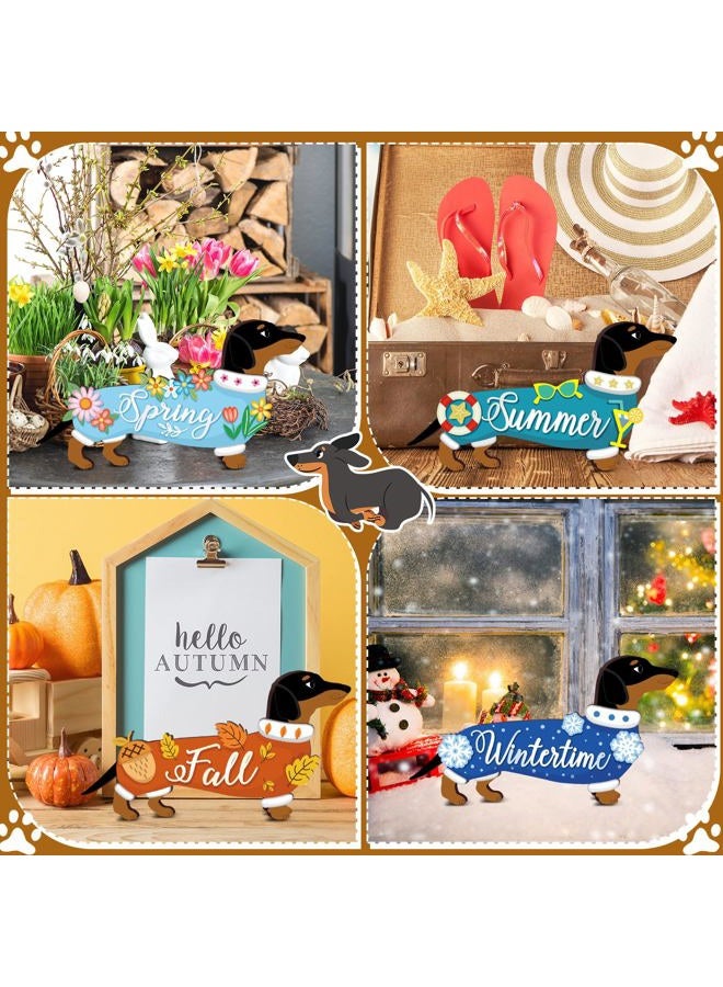 Barydat 16 Pcs Interchangeable Dog Welcome Sign Lovely Seasonal Front Door Decoration,Wooden Rustic Holiday Door Wall Decor for Independence Day Summer Fall Halloween Christmas(Dog) - Image 5