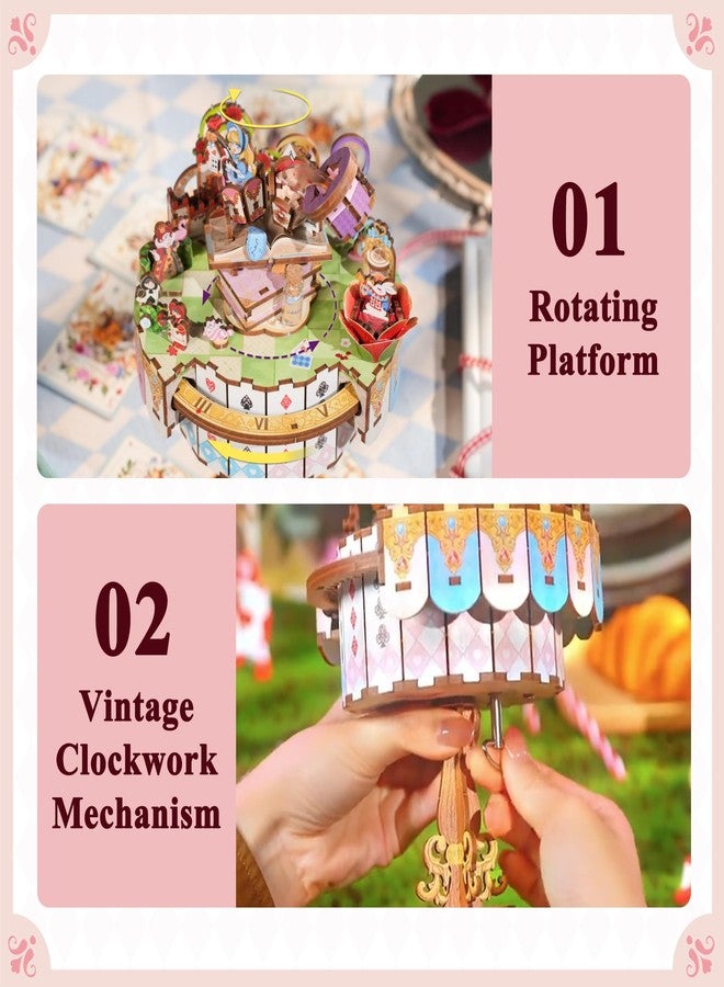 Tonecheer x British Library 3D Puzzle Music Box, Alice's Tea Party DIY Model Kit for Adults, Rotating Music Box, Wooden Puzzle for Home Decoration, Gifts for Birthday, Christmas - Image 3
