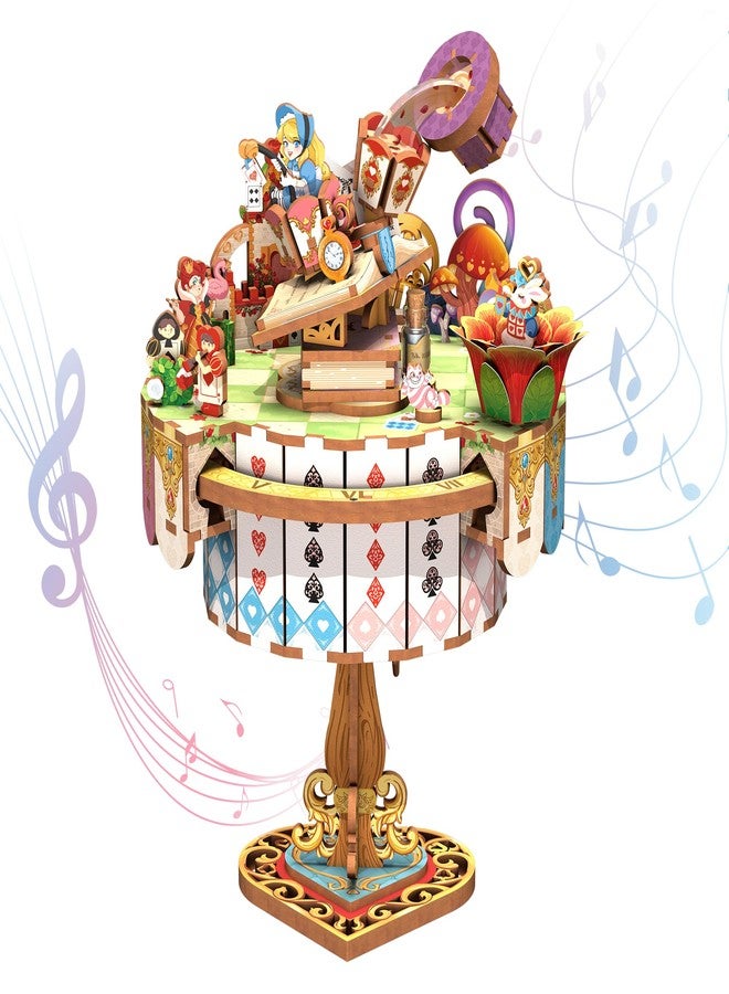 Tonecheer x British Library 3D Puzzle Music Box, Alice's Tea Party DIY Model Kit for Adults, Rotating Music Box, Wooden Puzzle for Home Decoration, Gifts for Birthday, Christmas - Image 1