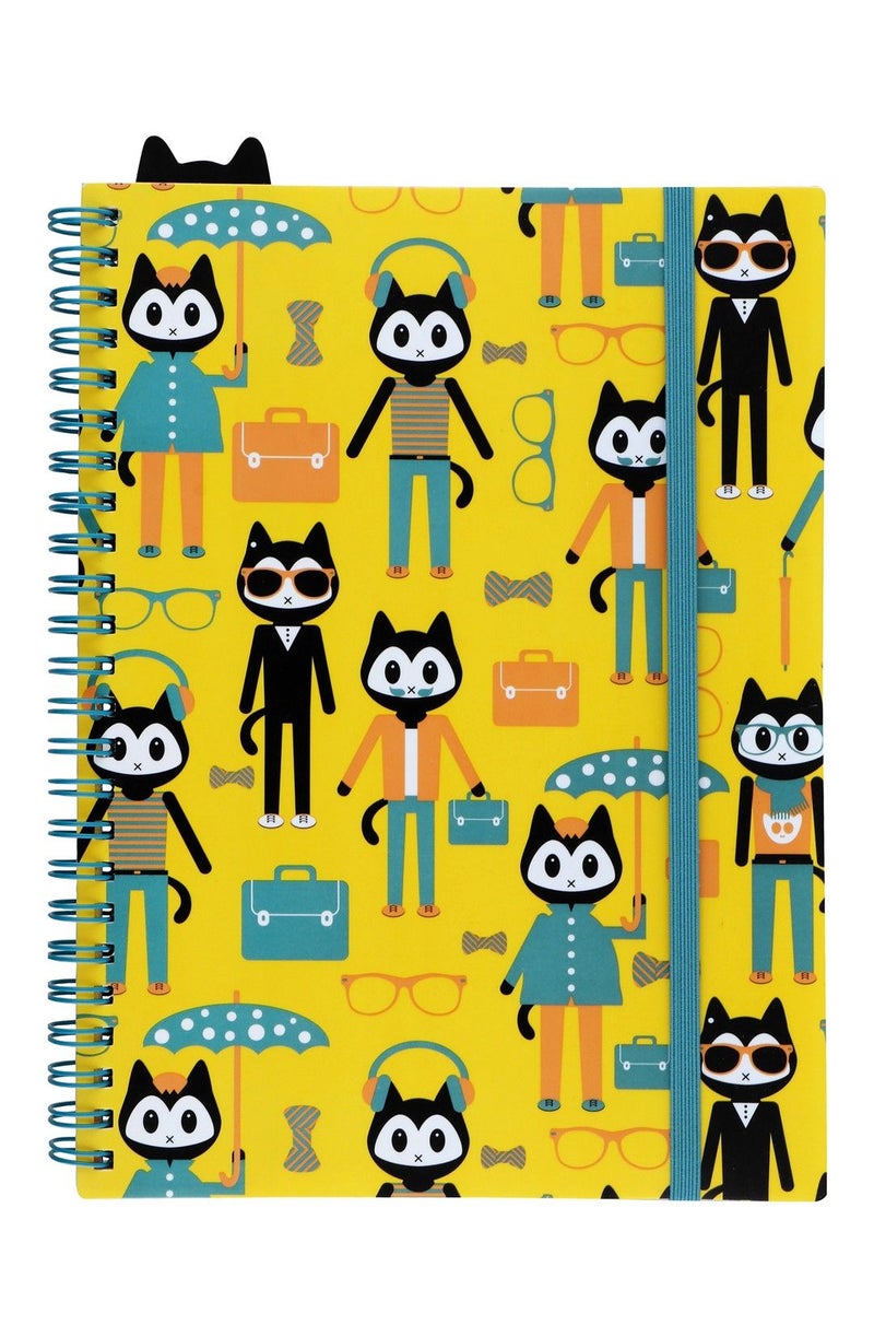 Foldermate B5 Multicolored Cool Cats Spiral Ruled Fox Notebook (70 Sheets), 1 Piece