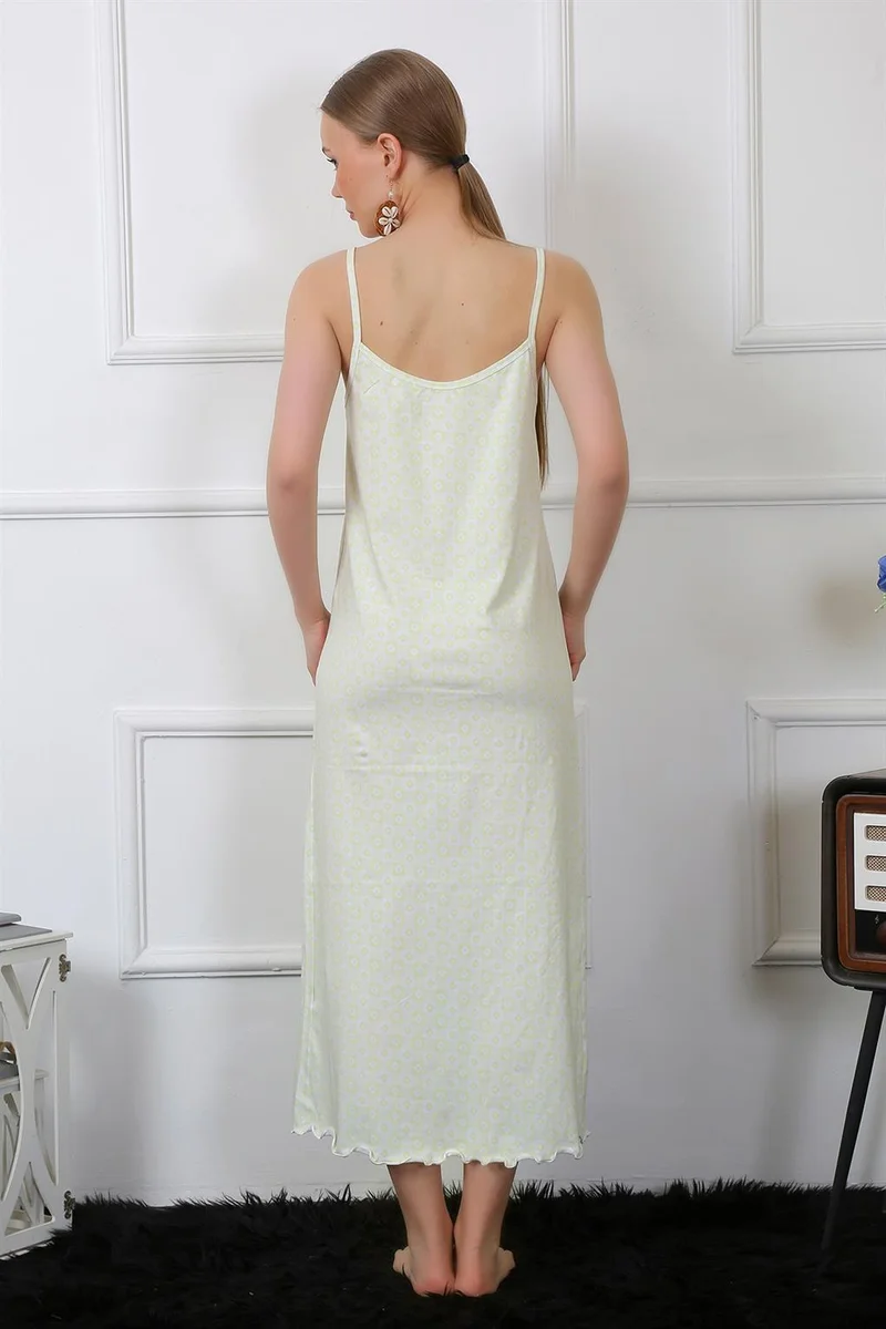 اليش شيل بيزي Women's Long Nightgown With Rope Strap 822