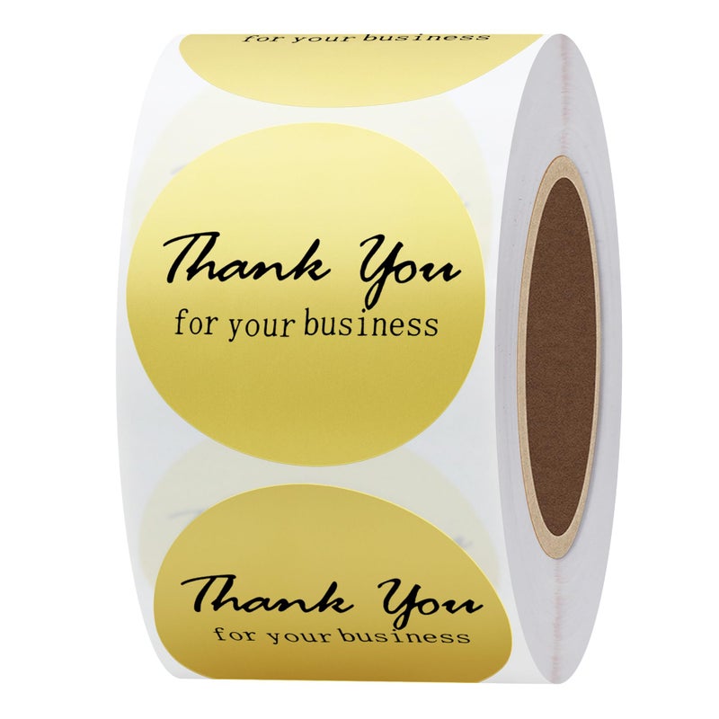 Hybsk Thank You for Your Business Stickers Gold Foil 1.5" Round Total 500 Labels Per Roll (Gold) - Image 1