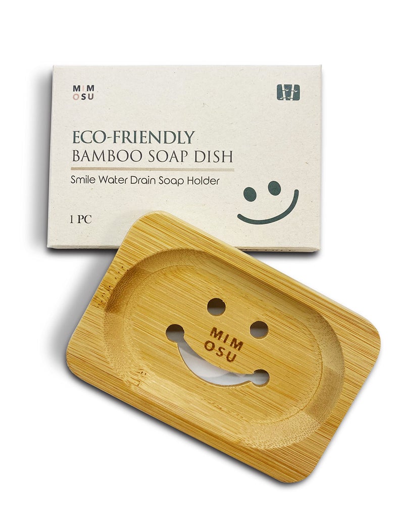 mimosu Bamboo Soap Dish with Drain - Wooden Holder for Shampoo Bars, Eco-Friendly Bathroom Tray, Zero Waste - Image 1