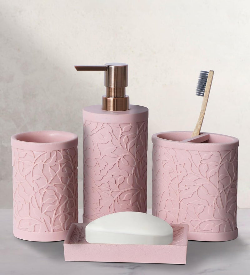 Obsessions Polyresin 4 Pcs Bathroom Set_Sandstone - Image 1