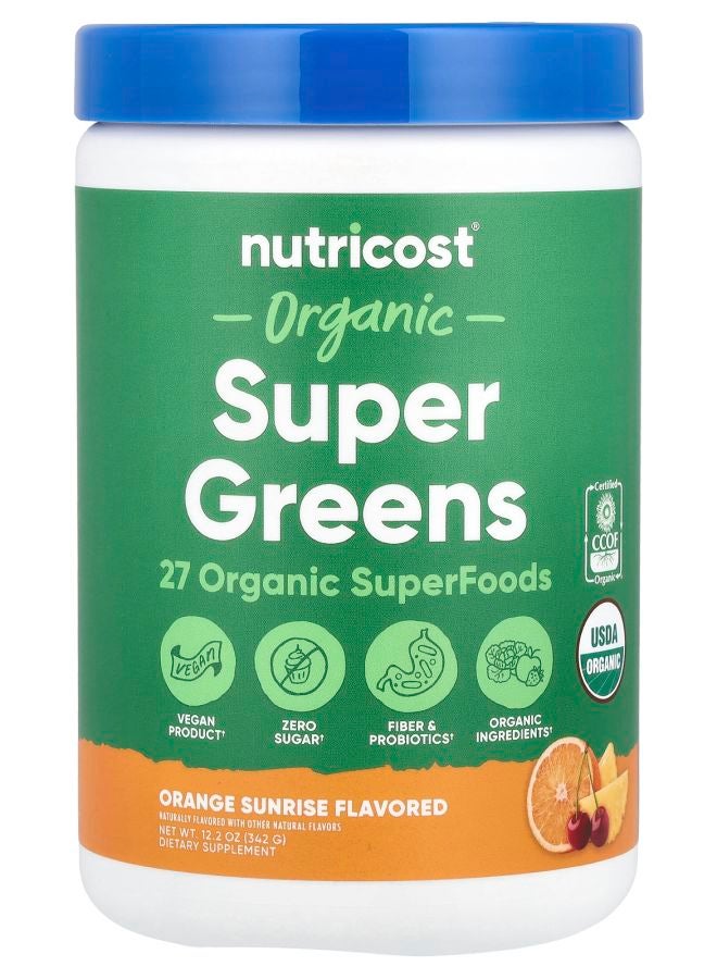 Nutricost Organic Super Greens Orange Sunrise 12.2 oz  (342 g)