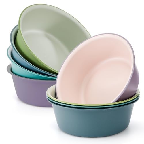 ZAVOOS 8 Pieces Round Plastic Wash Basin 5 Quart Portable Laundry Hand Wash Dish Pan Stackable Space Saving Camping Washing Tub for Kitchen Sink Washing Storage Cleaning Supplies - Image 1